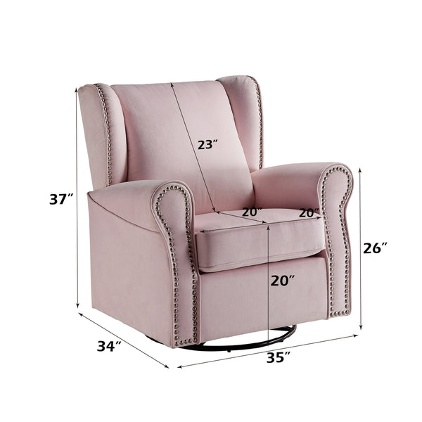 ACME Tamaki Pink Fabric Swivel Chair with Glider Model LV00923