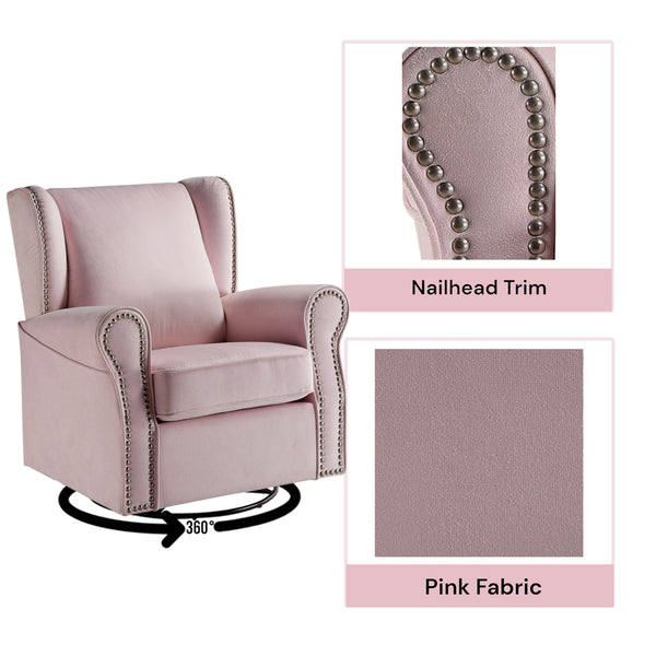 ACME Tamaki Pink Fabric Swivel Chair with Glider Model LV00923