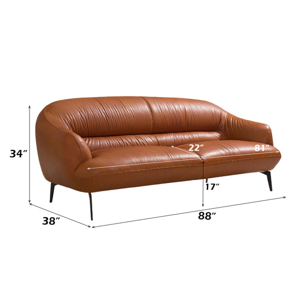 ACME Leonia Cognac Tan Top Grain Leather Sofa Model LV00937