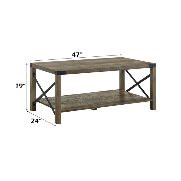 ACME Abiram Rustic Oak Coffee Table Model LV01001
