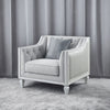 ACME Katia Light Gray Linen & Weathered White Chair with Pillow Model LV01051
