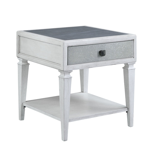 ACME Katia Rustic Gray & Weathered White End Table Model LV01053
