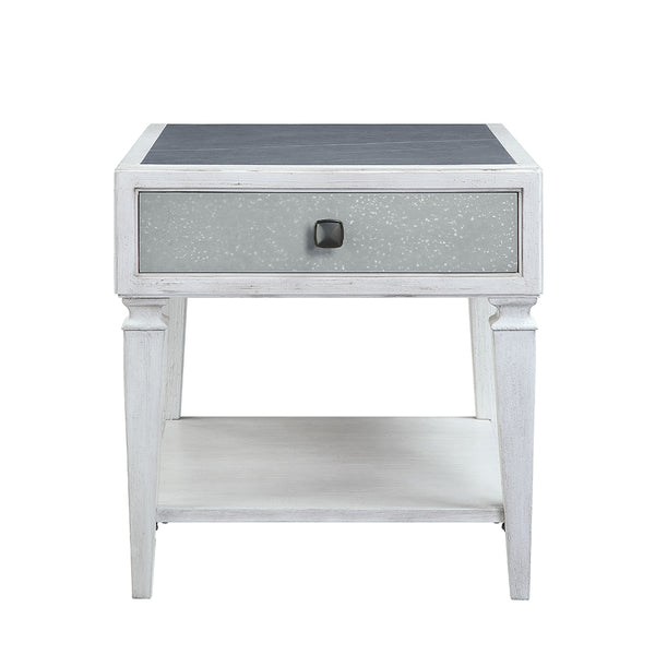 ACME Katia Rustic Gray & Weathered White End Table Model LV01053