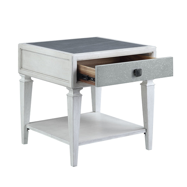 ACME Katia Rustic Gray & Weathered White End Table Model LV01053