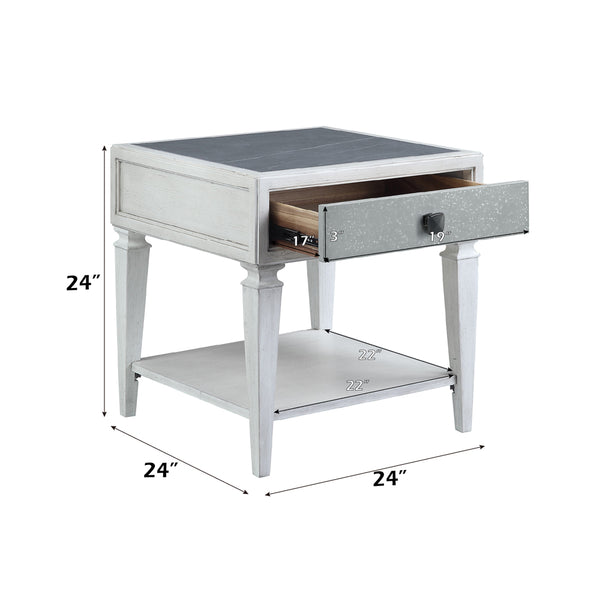ACME Katia Rustic Gray & Weathered White End Table Model LV01053