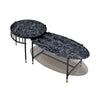 ACME Silas Engineered Stone Top & Black Nesting Coffee Table Set Model LV01088