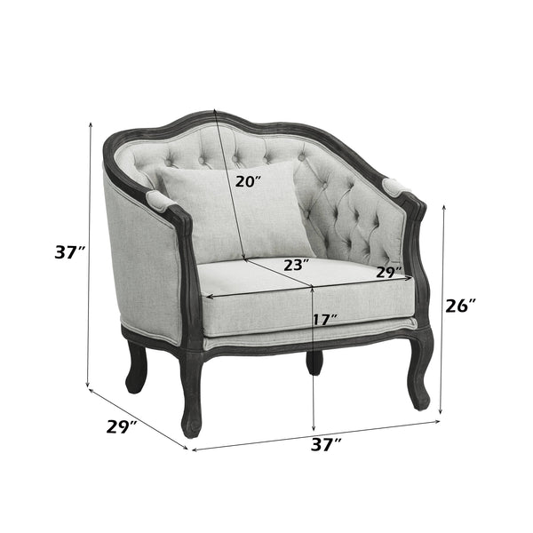 ACME Samael Gray Linen & Dark Brown Chair with Pillow Model LV01129