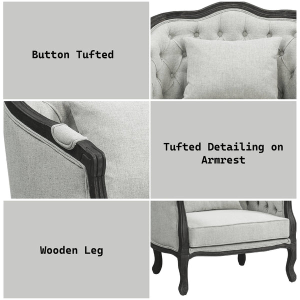 ACME Samael Gray Linen & Dark Brown Chair with Pillow Model LV01129