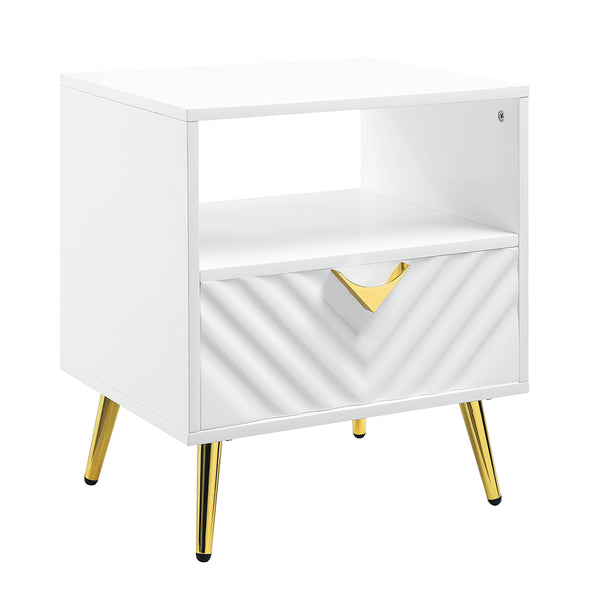 ACME Gaines White High Gloss End Table Model LV01140