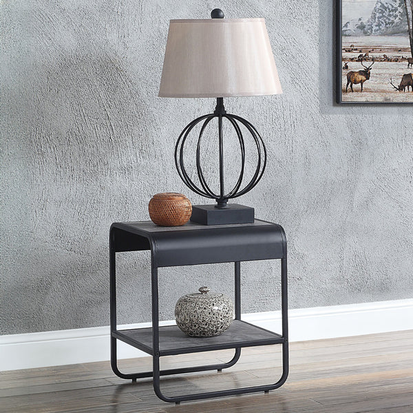 ACME Raziela Concrete Gray & Black End Table Model LV01146