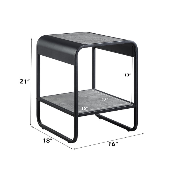 ACME Raziela Concrete Gray & Black End Table Model LV01146