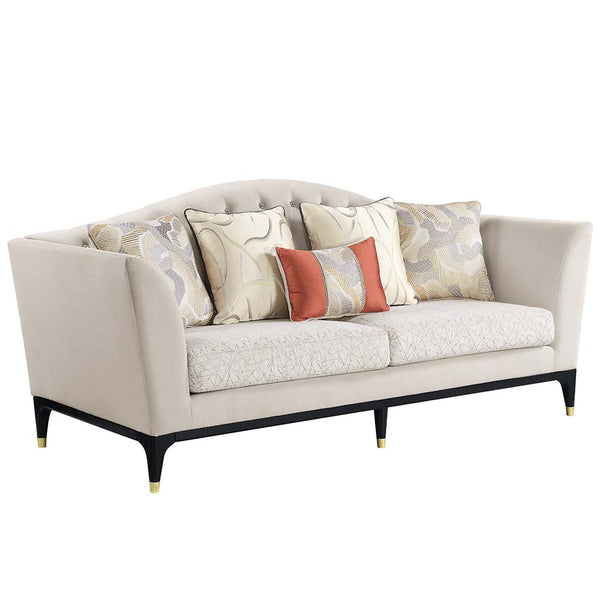ACME Tayden Beige Velvet Sofa with 5 Pillows Model LV01155