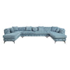 ACME Atronia Dusty Blue Fabric Sectional Sofa with 7 Pillows Model LV01161