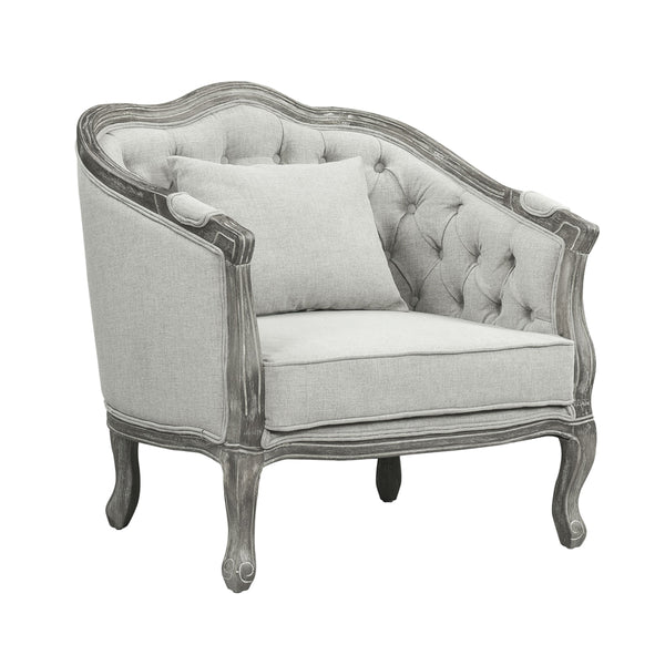 ACME Samael Gray Linen & Gray Oak Chair with Pillow Model LV01163