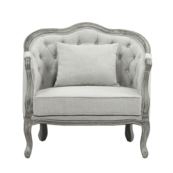ACME Samael Gray Linen & Gray Oak Chair with Pillow Model LV01163
