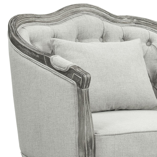 ACME Samael Gray Linen & Gray Oak Chair with Pillow Model LV01163