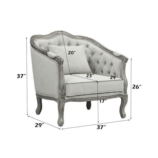ACME Samael Gray Linen & Gray Oak Chair with Pillow Model LV01163