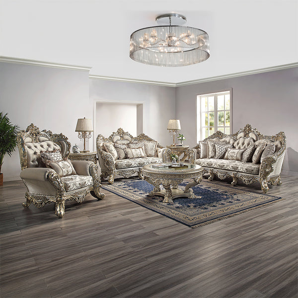 ACME Danae Fabric Champagne & Gold Chair with 2 Pillows Model LV01195