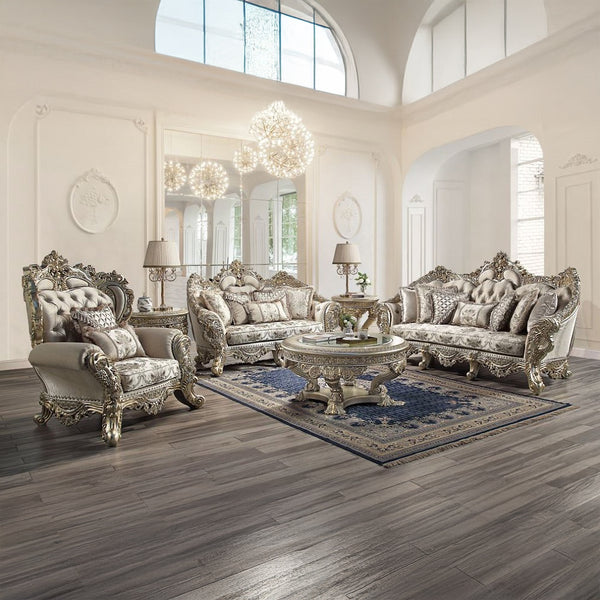 ACME Danae Fabric Champagne & Gold Chair with 2 Pillows Model LV01195