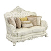 ACME Adara Pearl White Synthetic Leather & Antique White Loveseat with 5 Pillows Model LV01225
