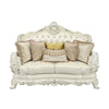 ACME Adara Pearl White Synthetic Leather & Antique White Loveseat with 5 Pillows Model LV01225