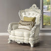 ACME Adara Pearl White Synthetic Leather & Antique White Chair with 2 Pillows Model LV01226