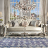 ACME Vendome Champagne Synthetic Leather & Antique Pearl Finsih Sofa with 5 Pillows Model LV01324