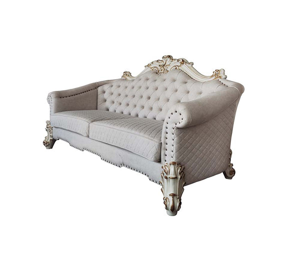 ACME Vendome II Two Tone Ivory Fabric & Antique Pearl Sofa with 6 Pillows Model LV01329
