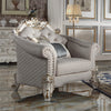 ACME Vendome II Two Tone Ivory Fabric & Antique Pearl Chair with 2 Pillows Model LV01331