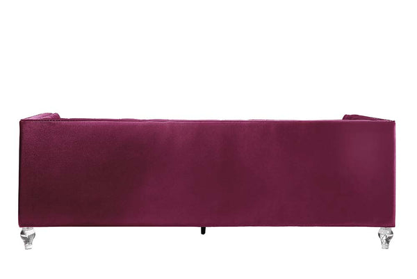 ACME Heibero Burgundy Velvet Sofa with 2 Pillows Model LV01400