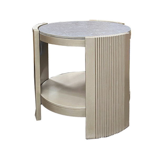 ACME Kasa Sintered Stone & Champagne End Table Model LV01503