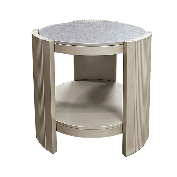 ACME Kasa Sintered Stone & Champagne End Table Model LV01503