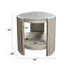 ACME Kasa Sintered Stone & Champagne End Table Model LV01503