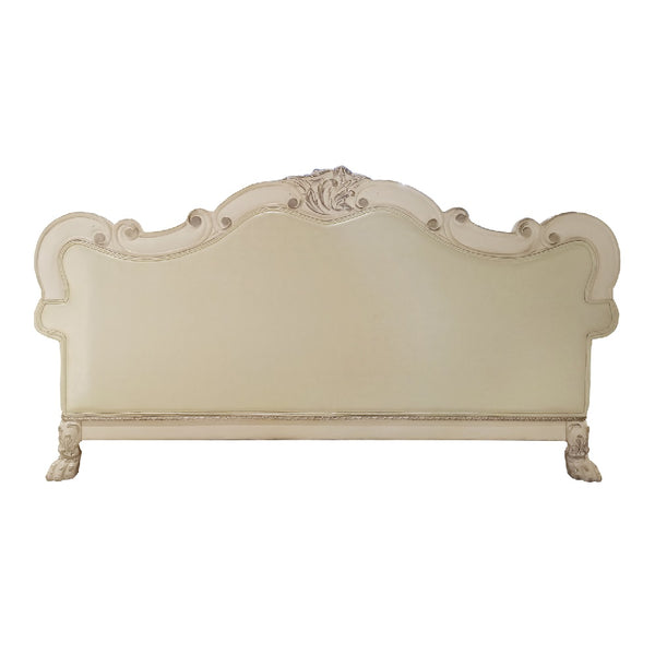 ACME Dresden Synthetic Leather & Bone White Sofa with 4 Pillows Model LV01688