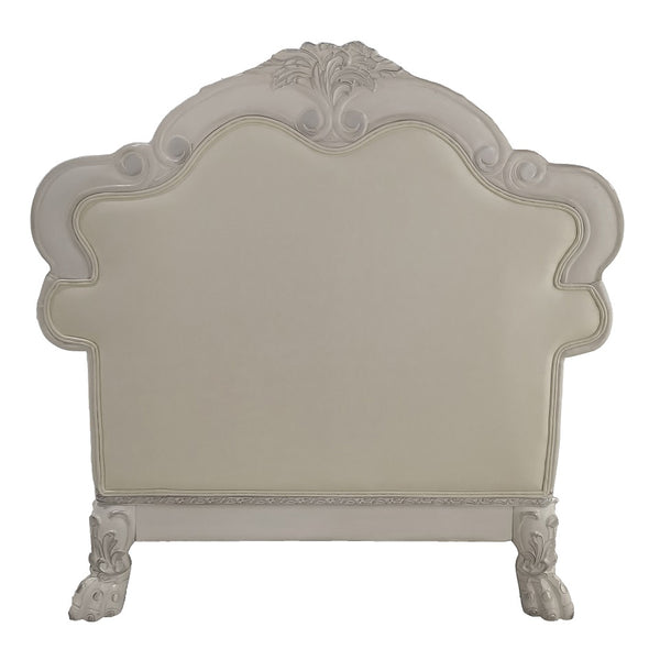 ACME Dresden Synthetic Leather & Bone White Chair with 2 Pillows Model LV01690