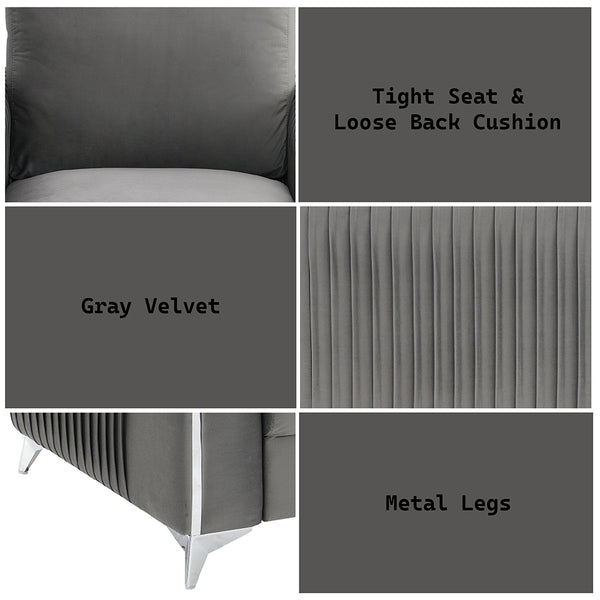 ACME Wenona Gray Velvet Loveseat Model LV01711