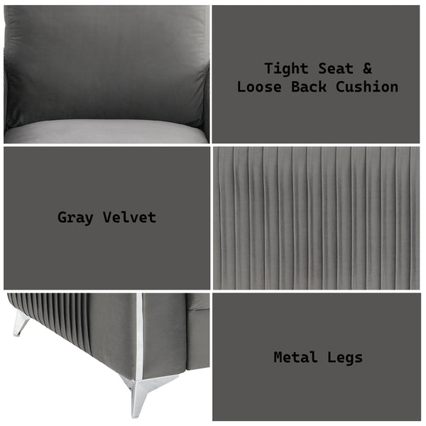 ACME Wenona Gray Velvet Loveseat Model LV01711