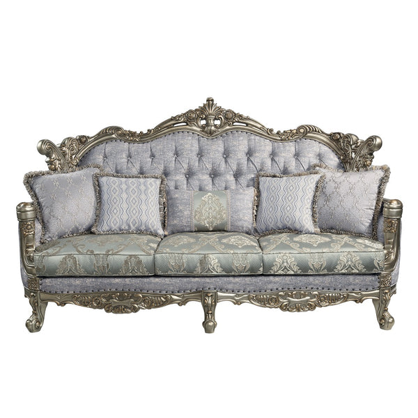ACME Miliani Fabric & Antique Bronze Sofa with 5 Pillows Model LV01780
