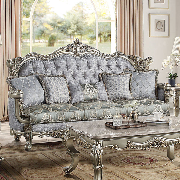 ACME Miliani Fabric & Antique Bronze Sofa with 5 Pillows Model LV01780