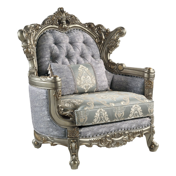 ACME Miliani Fabric & Antique Bronze Chair with Pillow Model LV01782