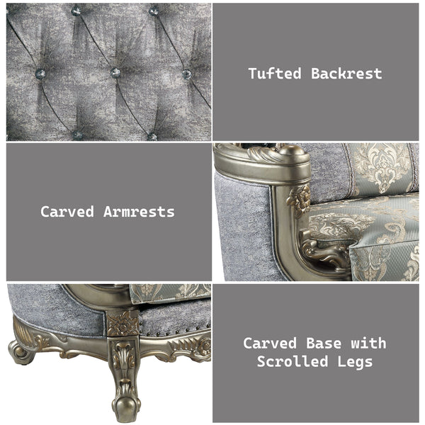 ACME Miliani Fabric & Antique Bronze Chair with Pillow Model LV01782