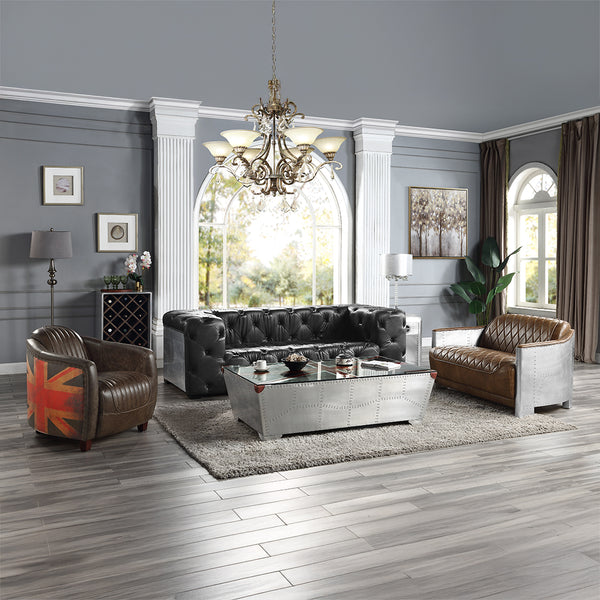 ACME Brancaster Antique Slate Top Grain Leather Chair Model LV01811