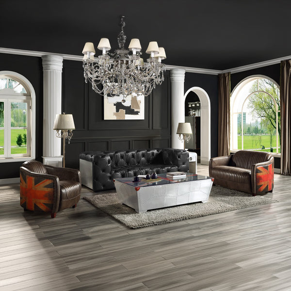 ACME Brancaster Antique Slate Top Grain Leather Chair Model LV01811