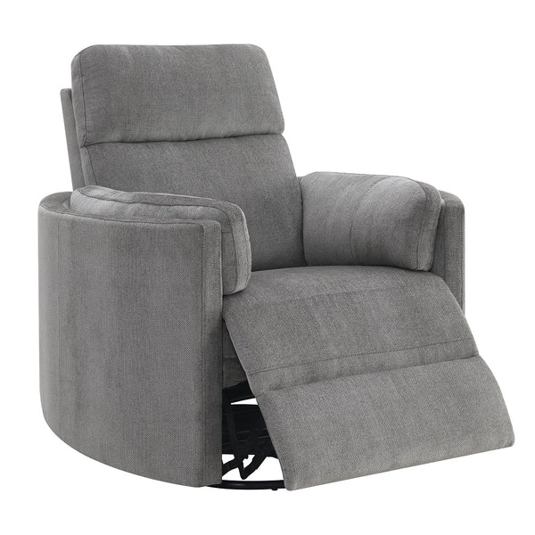 ACME Sagen Charcoal Chenille Glider Recliner with Swivel Model LV01879