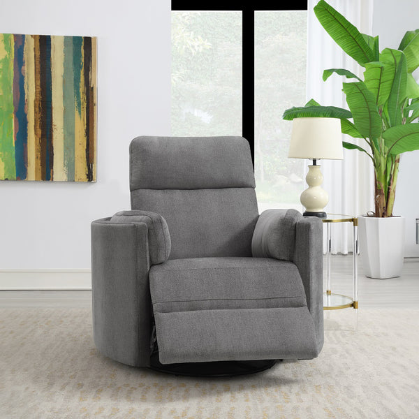 ACME Sagen Charcoal Chenille Glider Recliner with Swivel Model LV01879