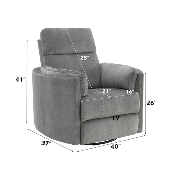 ACME Sagen Charcoal Chenille Glider Recliner with Swivel Model LV01879