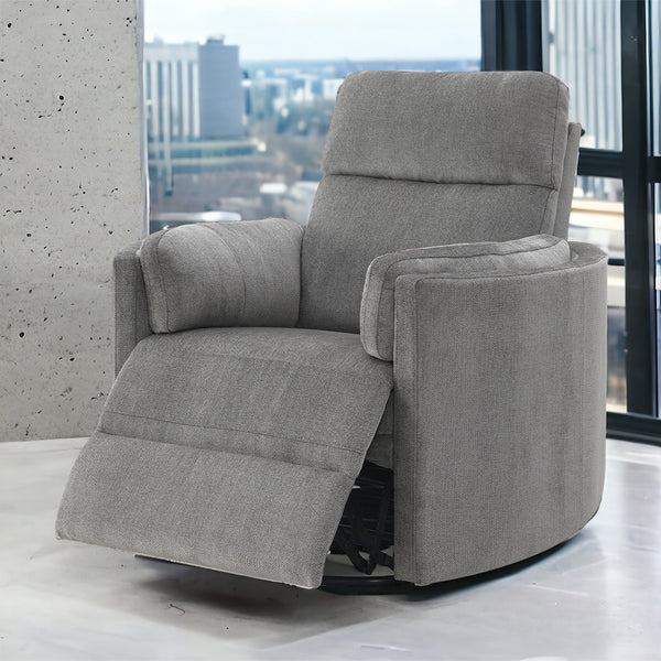 ACME Sagen Charcoal Chenille Glider Recliner with Swivel Model LV01879
