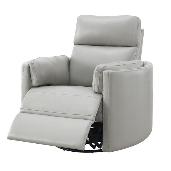 ACME Sagen Gray Leather Aire Glider Recliner with Swivel Model LV01880