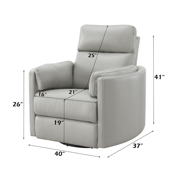 ACME Sagen Gray Leather Aire Glider Recliner with Swivel Model LV01880