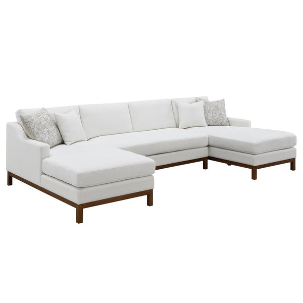 ACME Valiant Ivory Chenille Sectional Sofa with 4 Pillows Model LV01881
